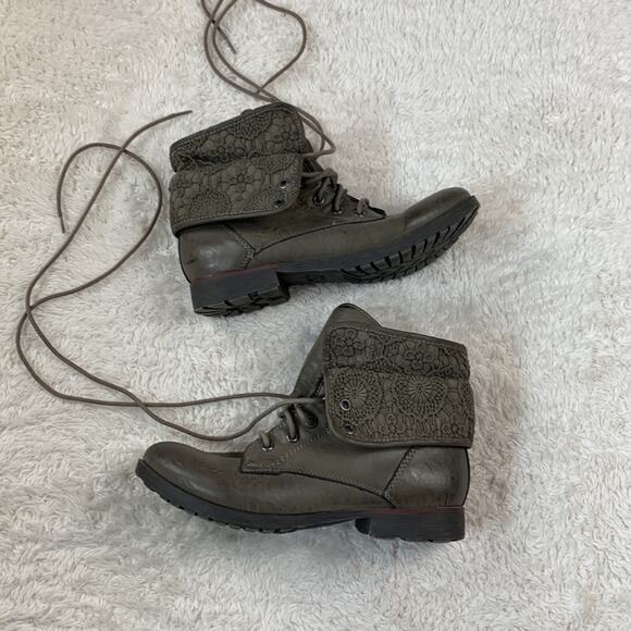 Rock and Candy Spray Paint lace accent combat Moto boots, size 8 - Picture 6 of 10